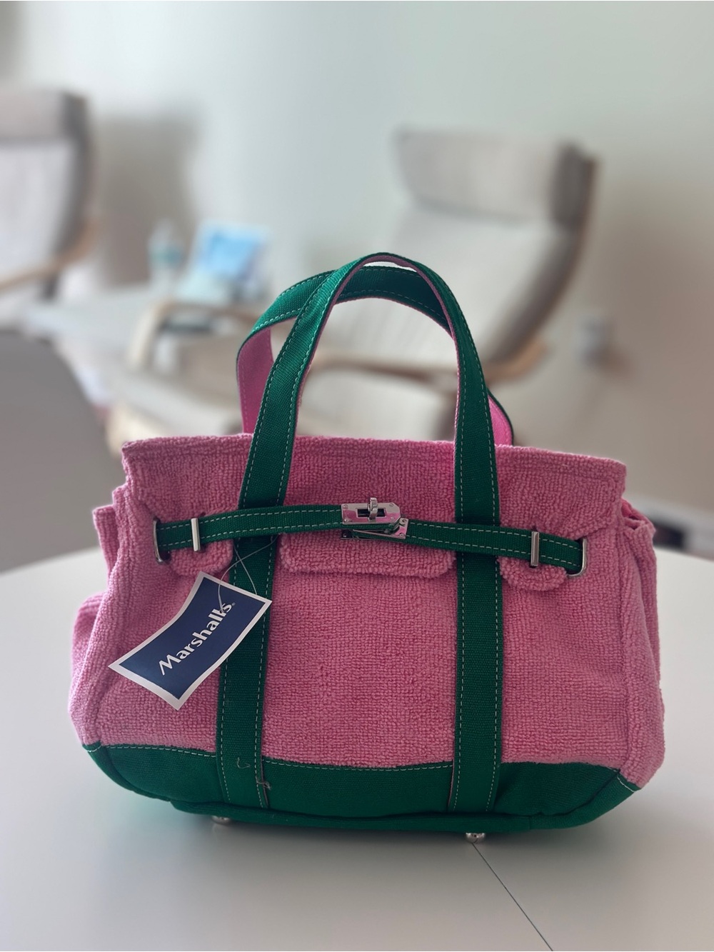 Marshalls Viral Pink Sunwin Boatkin terry Cloth Tote Bag 💗💚